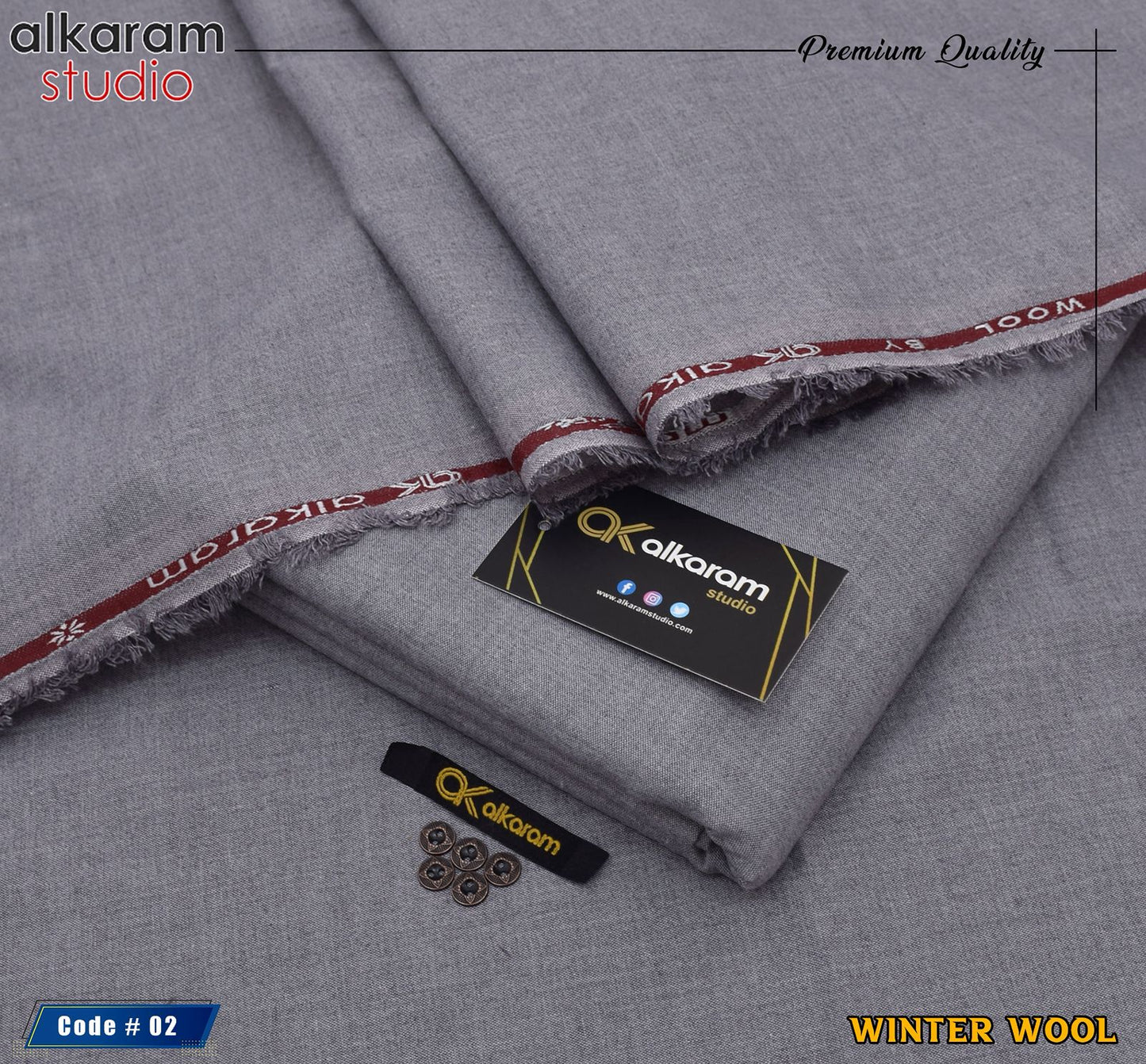 ALKARAM Winter Collection – Premium MMS Wool Fabric for Gents (Wrinkle-Free | 4 Meters)