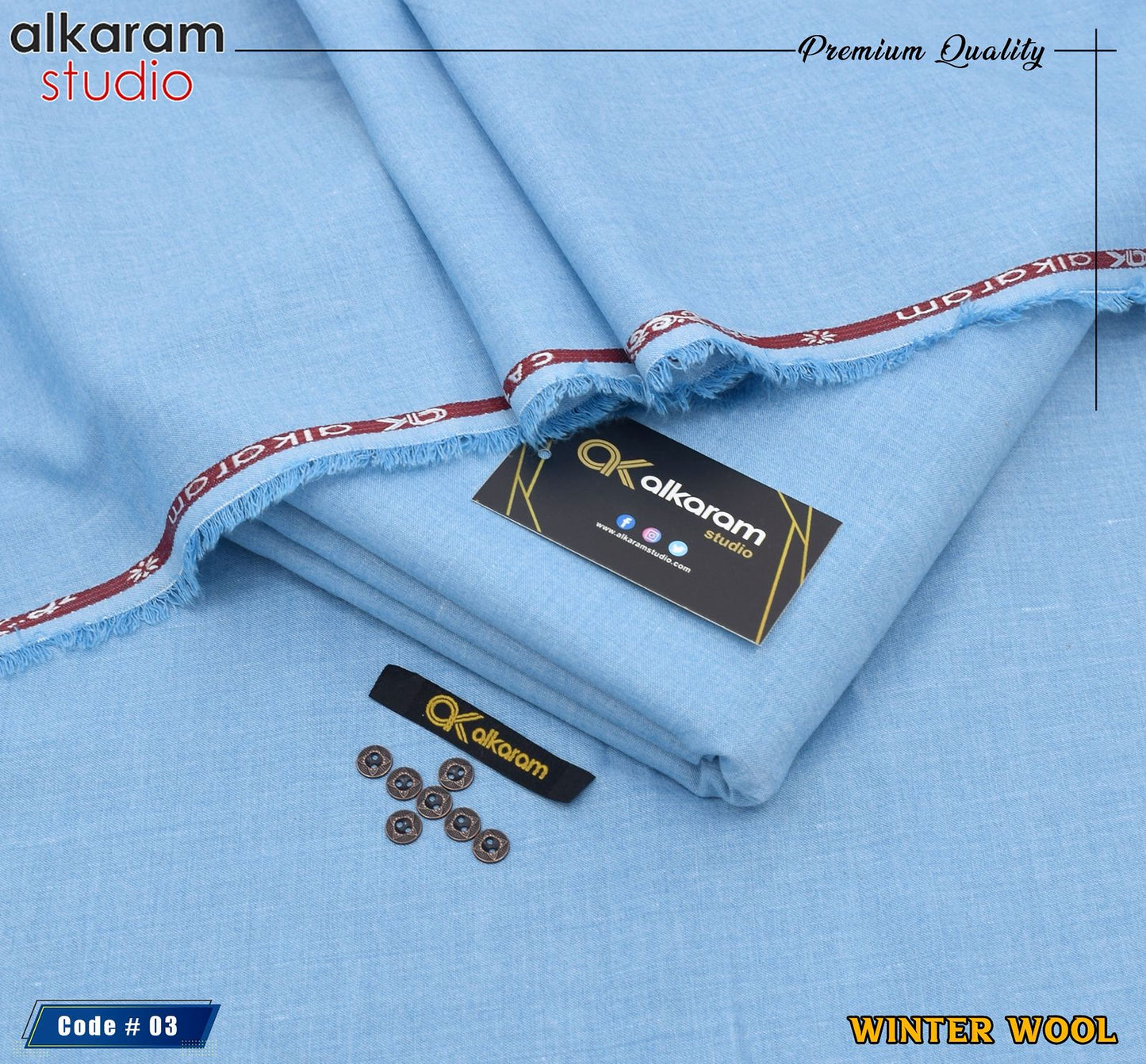 ALKARAM Winter Collection – Premium MMS Wool Fabric for Gents (Wrinkle-Free | 4 Meters)